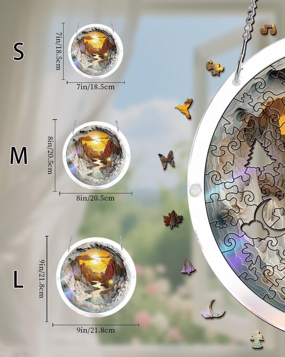 Acrylic Jigsaw Puzzle Suncatcher - Sunset Canyon