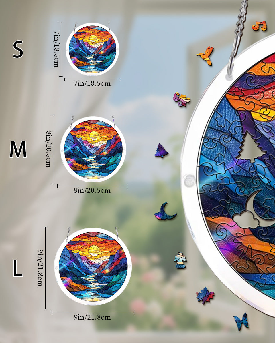 Acrylic Jigsaw Puzzle Suncatcher - Moonlit Riverscape