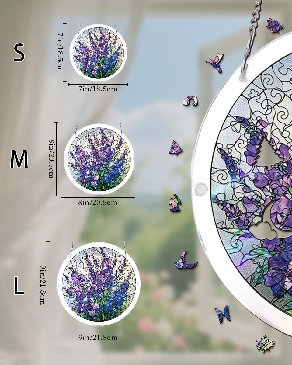 Acrylic Jigsaw Puzzle Suncatcher - Violet Garden Grace