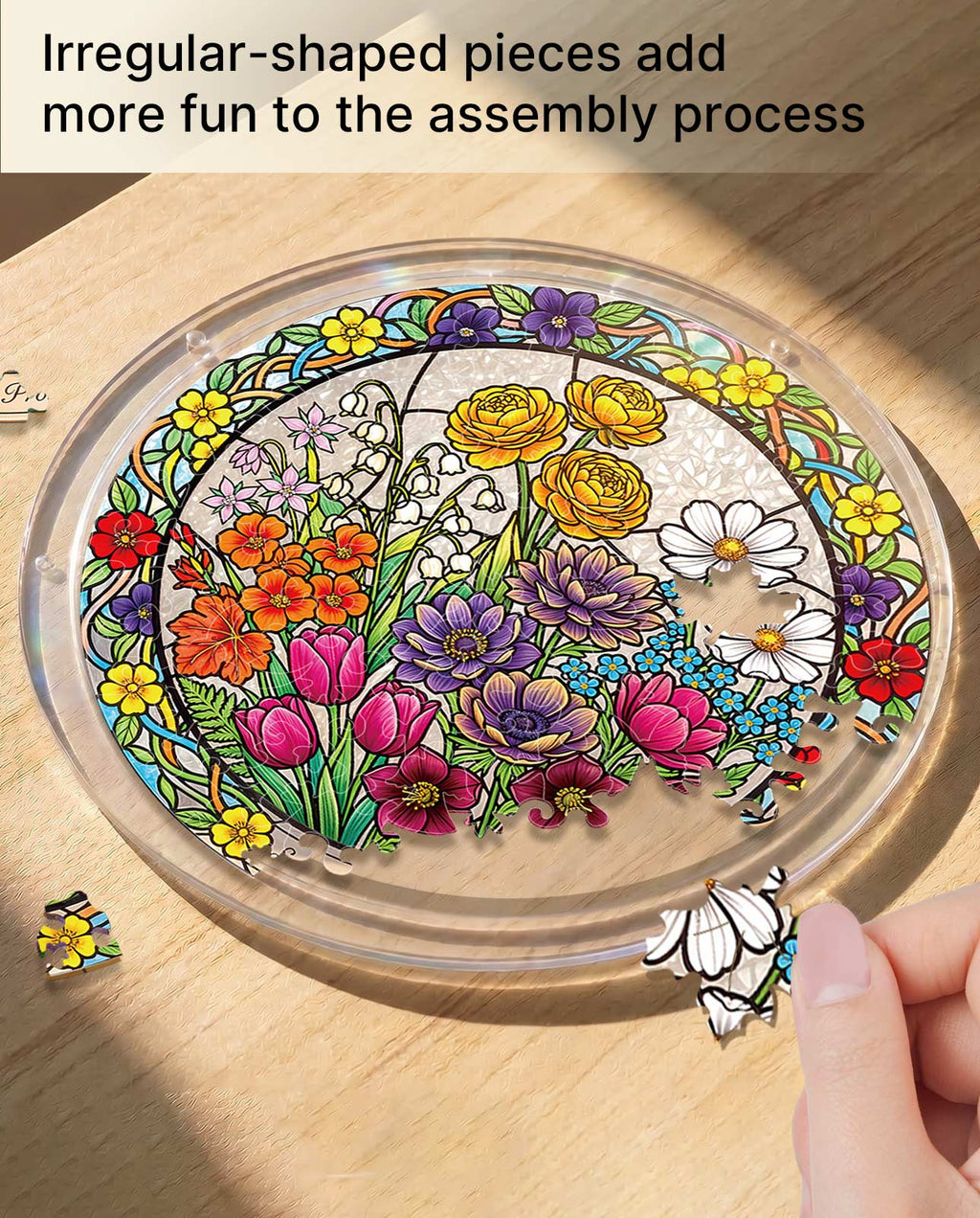 Acrylic Jigsaw Puzzle Suncatcher - Spring Blossoms