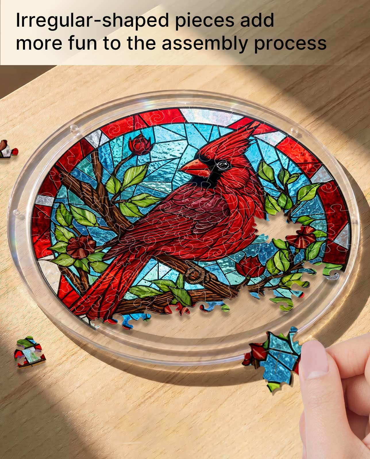 Acrylic Jigsaw Puzzle Suncatcher - Muted Cardinal