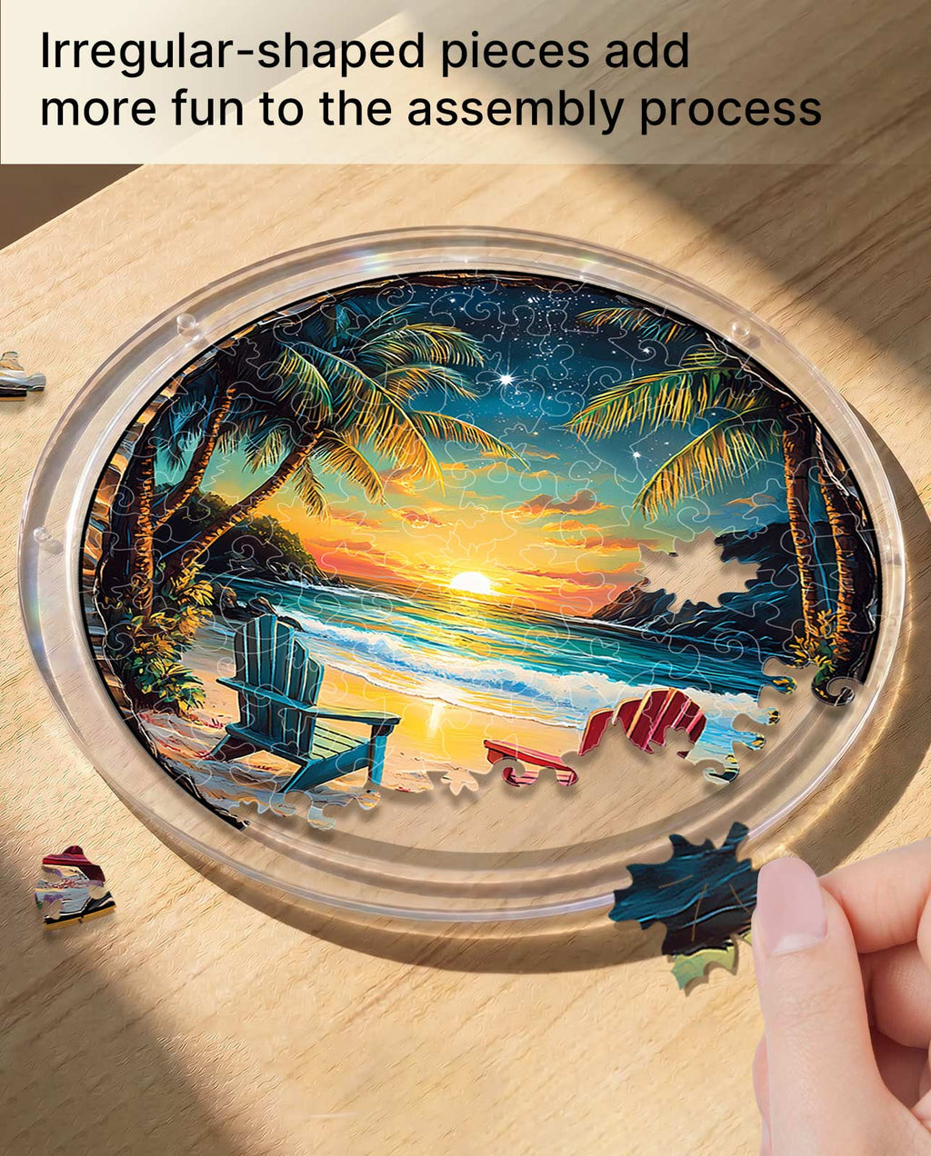 Acrylic Jigsaw Puzzle Suncatcher - Tropical Sunset