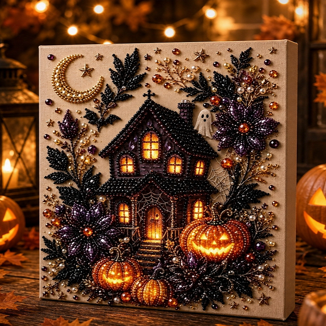 3D Halloween-Themed DIY Diamond Painting – Halloween Cottage