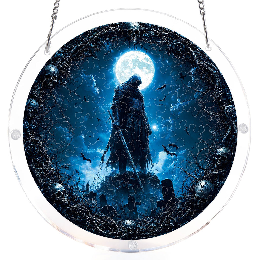Moonlit Guardian Light Suncatcher-Acrylic Window Art