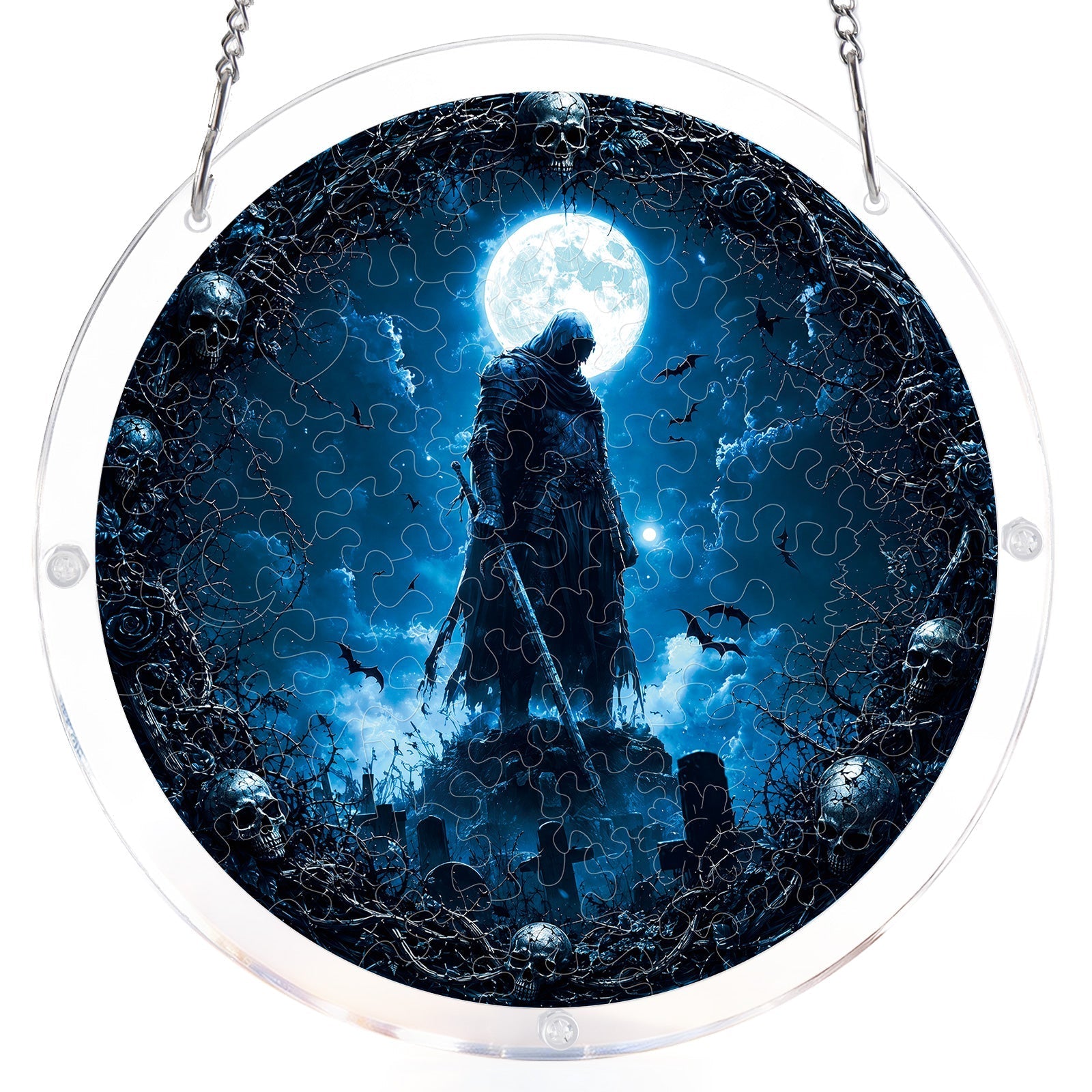 Moonlit Guardian Light Suncatcher-Acrylic Window Art