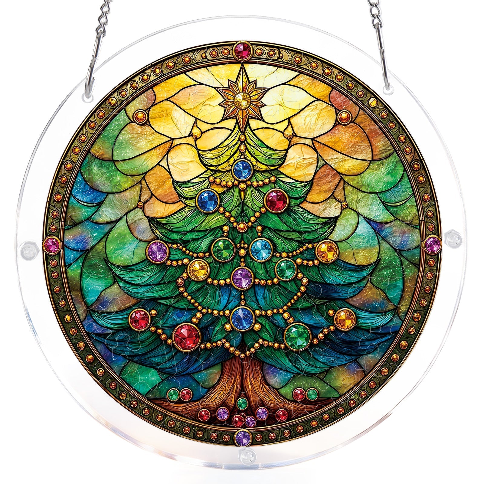 Jeweled Christmas Tree Light Suncatcher-Acrylic Window Art