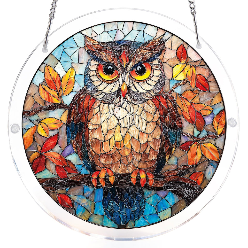 Autumn Owl Light Suncatcher-Acrylic Window Art