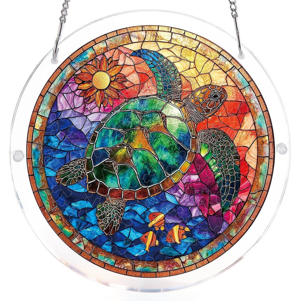 Stained Glass Sea Turtle Light Suncatcher-Acrylic Window Art