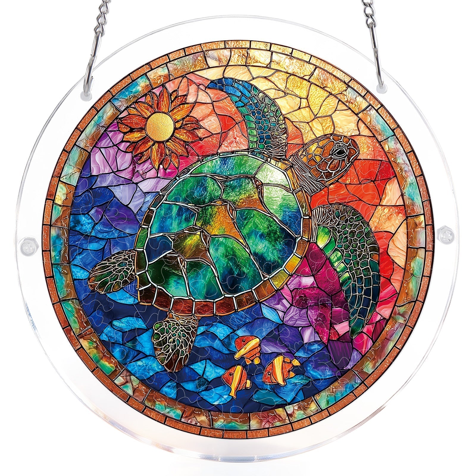 Stained Glass Sea Turtle Light Suncatcher-Acrylic Window Art