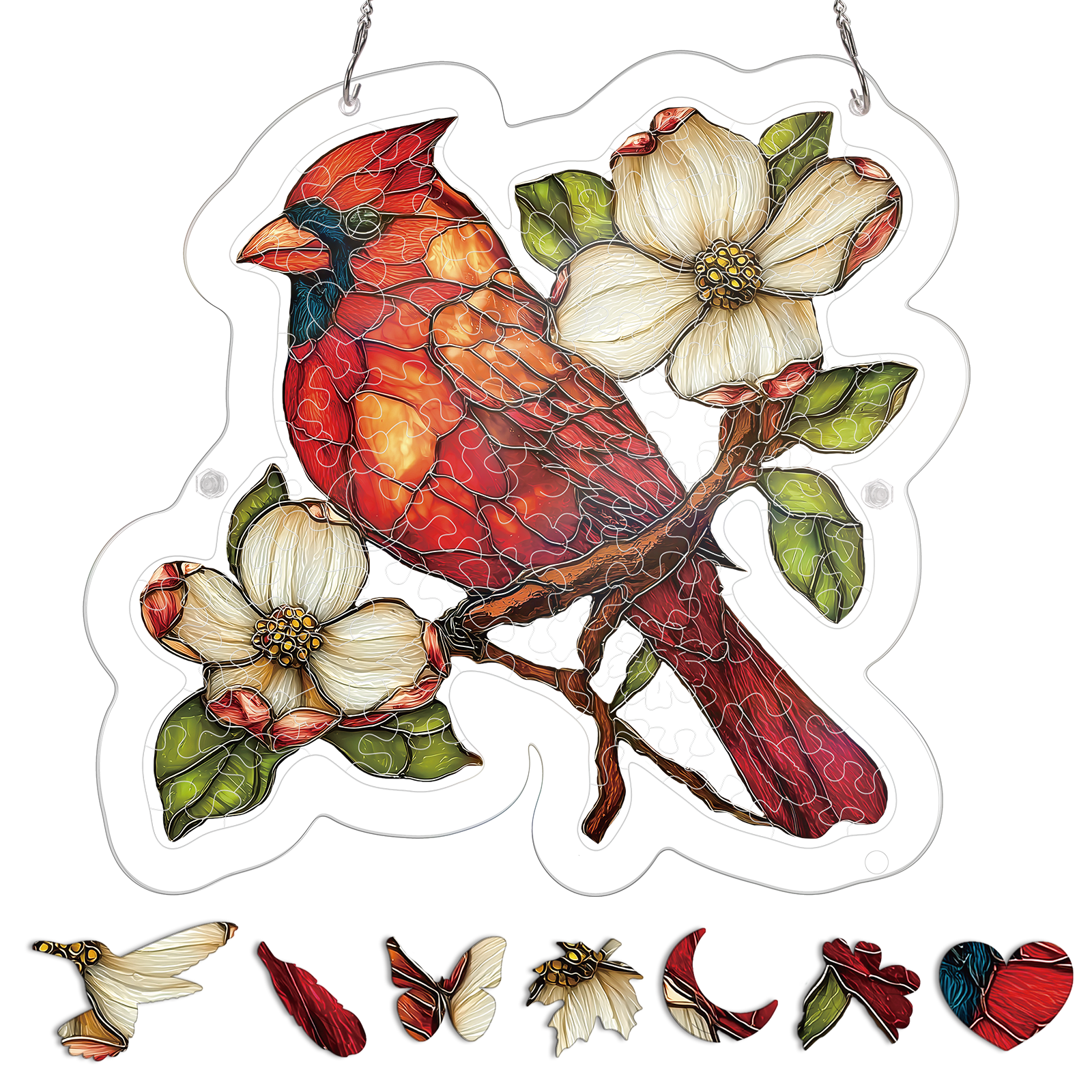 Acrylic Jigsaw Puzzle Suncatcher - Magnolia Cardinal