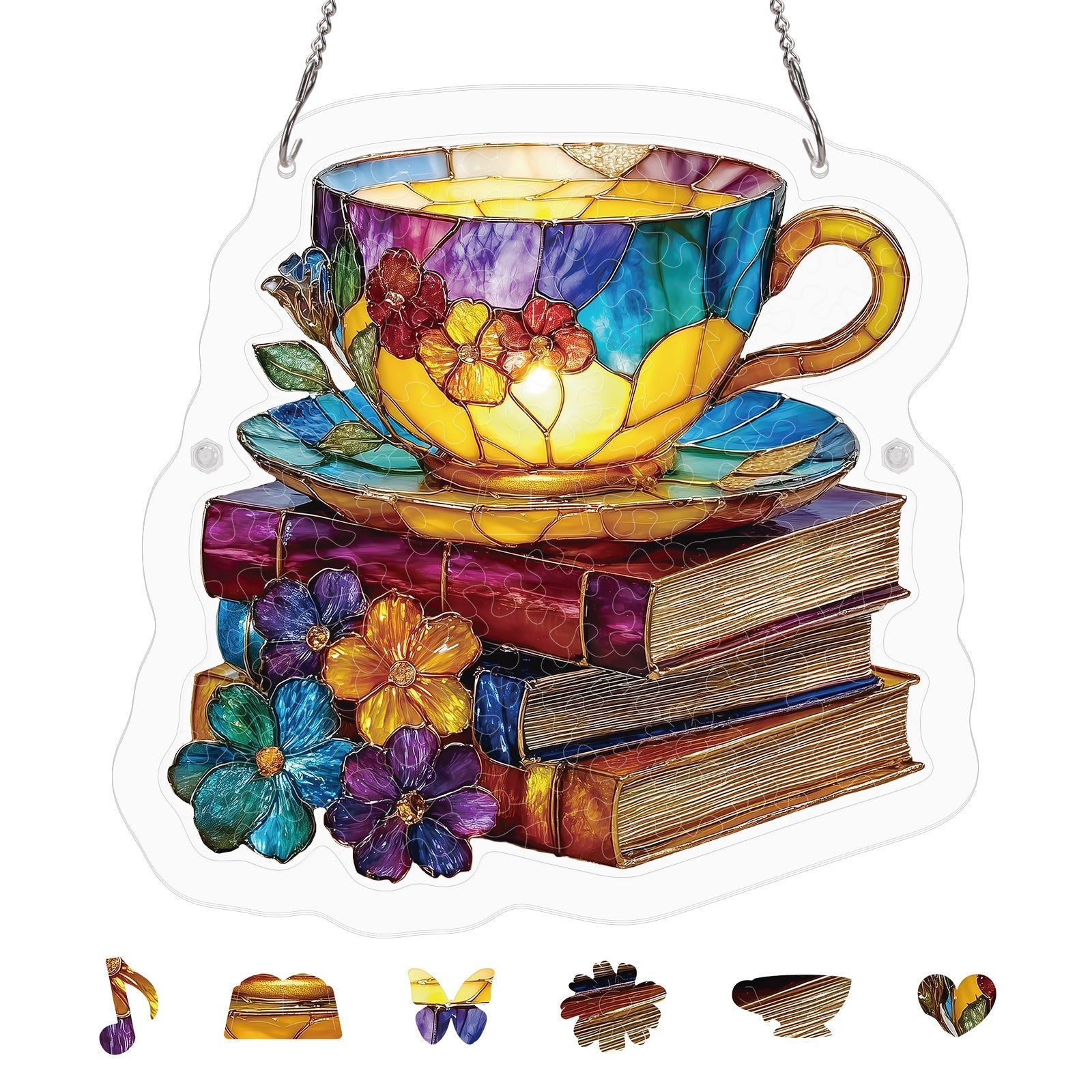 Acrylic Jigsaw Puzzle Suncatcher - Radiant Bloom Teacup