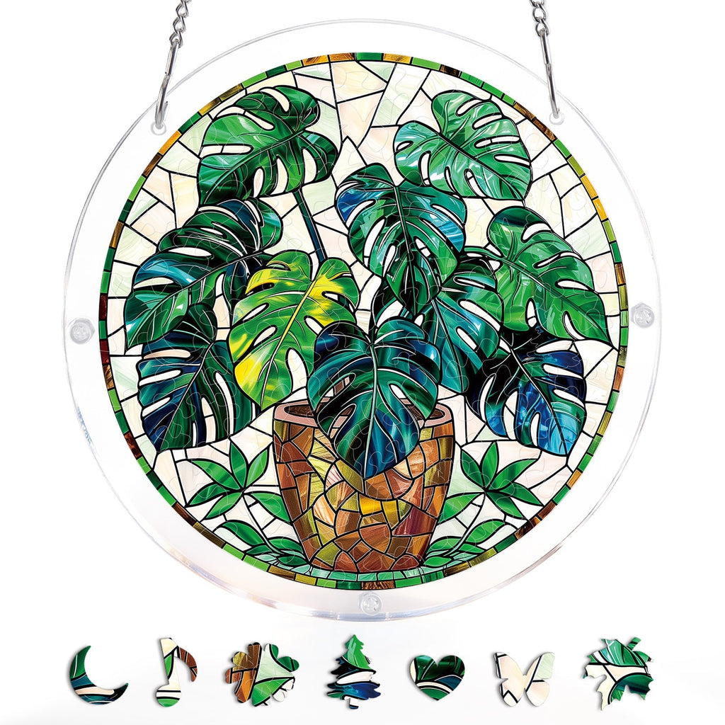 Monstera Greenery Light Suncatcher-Acrylic Window Art