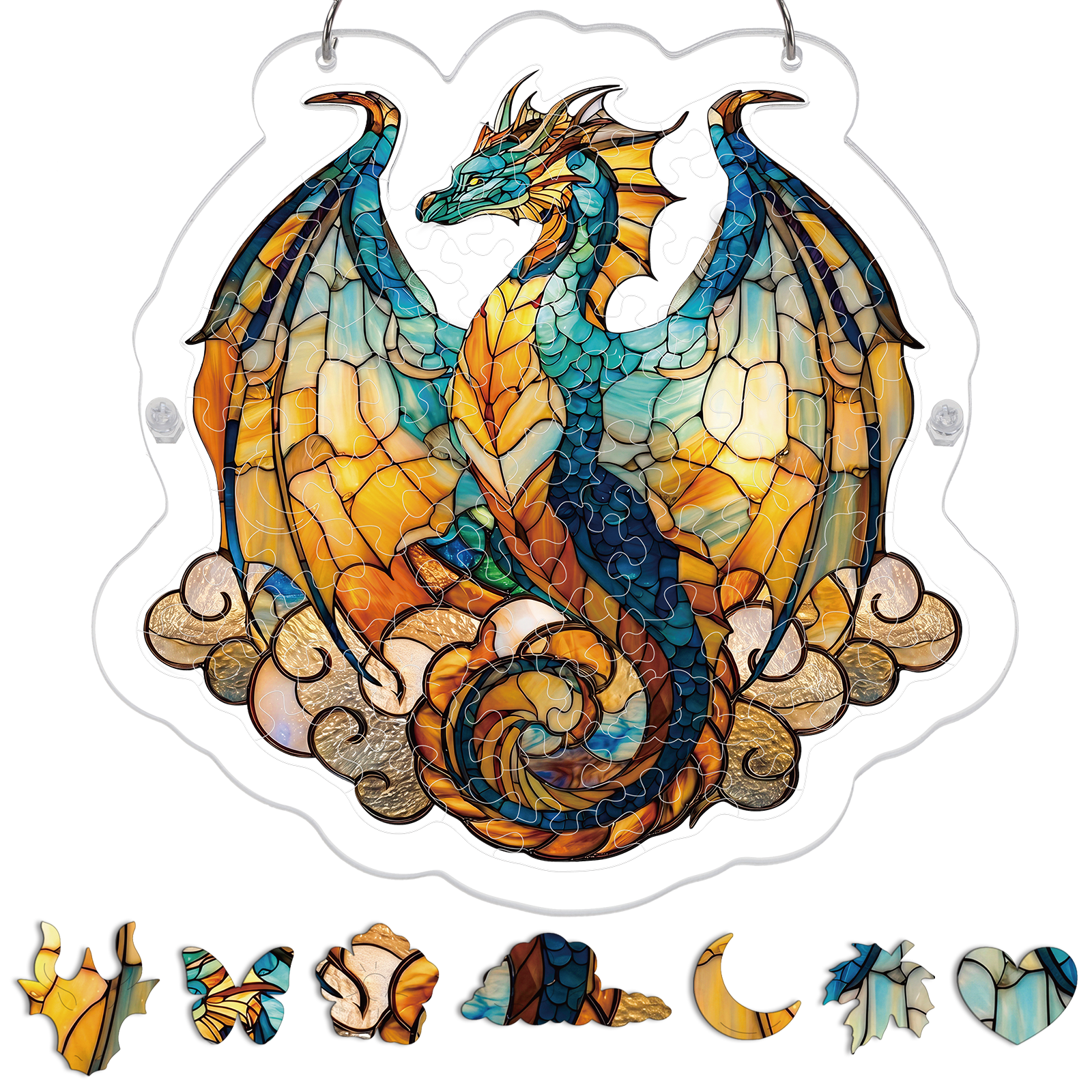 Acrylic Jigsaw Puzzle Suncatcher - Oceanfire Dragon