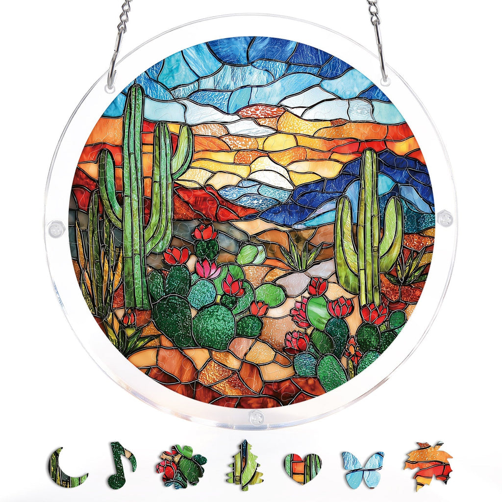 Desert Cactus Light Suncatcher-Acrylic Window Art