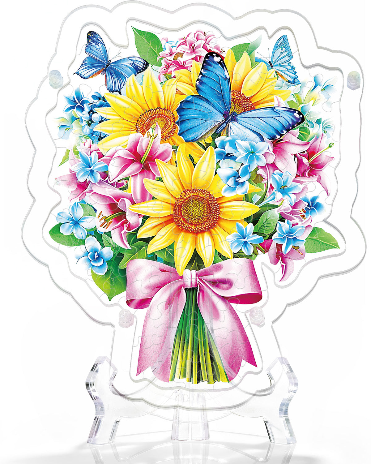 Acrylic Tabletop Suncatcher - Sunflower & Butterfly Bouquet