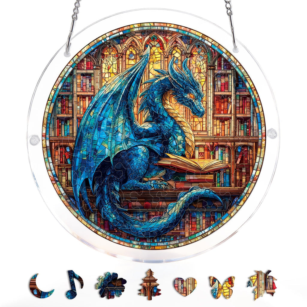 The Blue Dragon Library Light Suncatcher-Acrylic Window Art