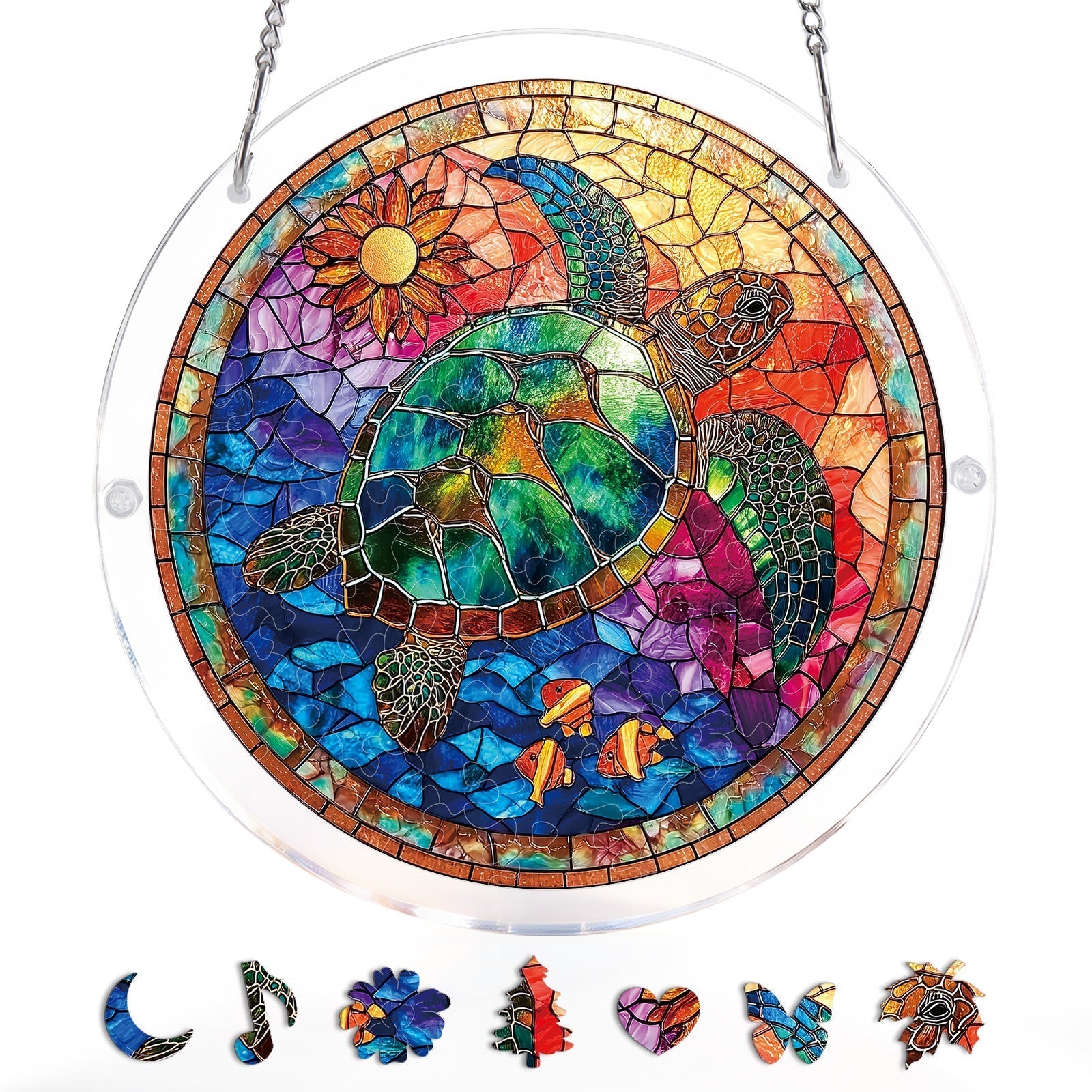 Stained Glass Sea Turtle Light Suncatcher-Acrylic Window Art