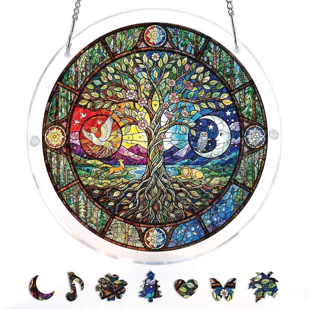 Tree of Day and Night Light Suncatcher-Acrylic Window Art