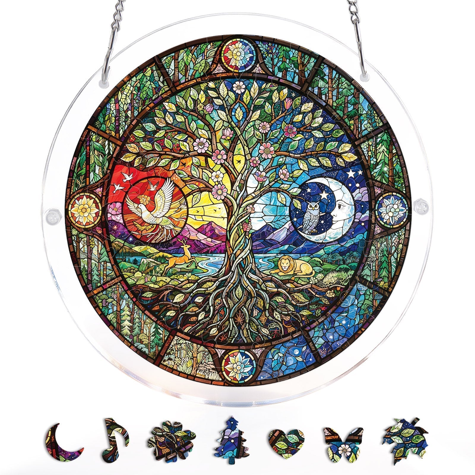 Tree of Day and Night Light Suncatcher-Acrylic Window Art