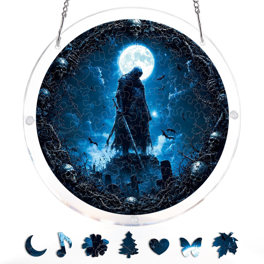 Moonlit Guardian Light Suncatcher-Acrylic Window Art