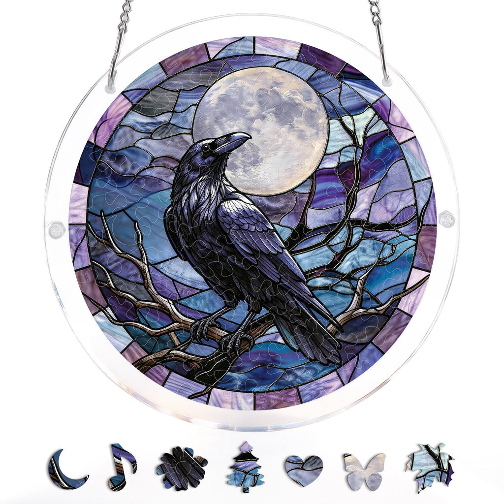 Moonlit Raven Light Suncatcher-Acrylic Window Art