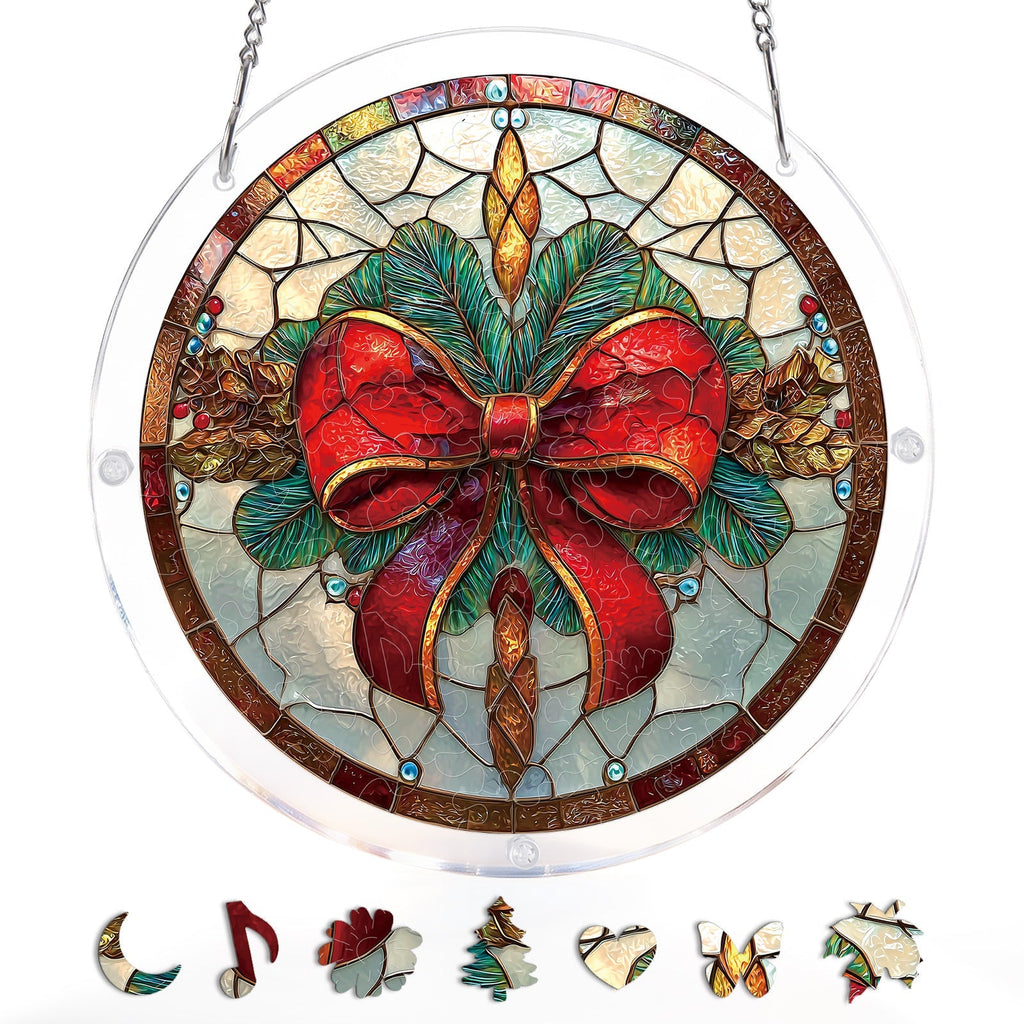 Christmas Bow Light Suncatcher-Acrylic Window Art