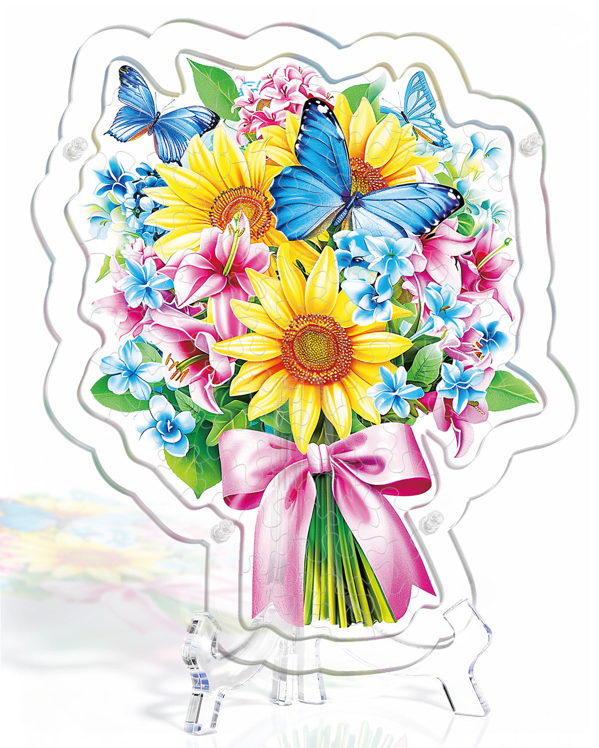 Acrylic Tabletop Suncatcher - Sunflower & Butterfly Bouquet