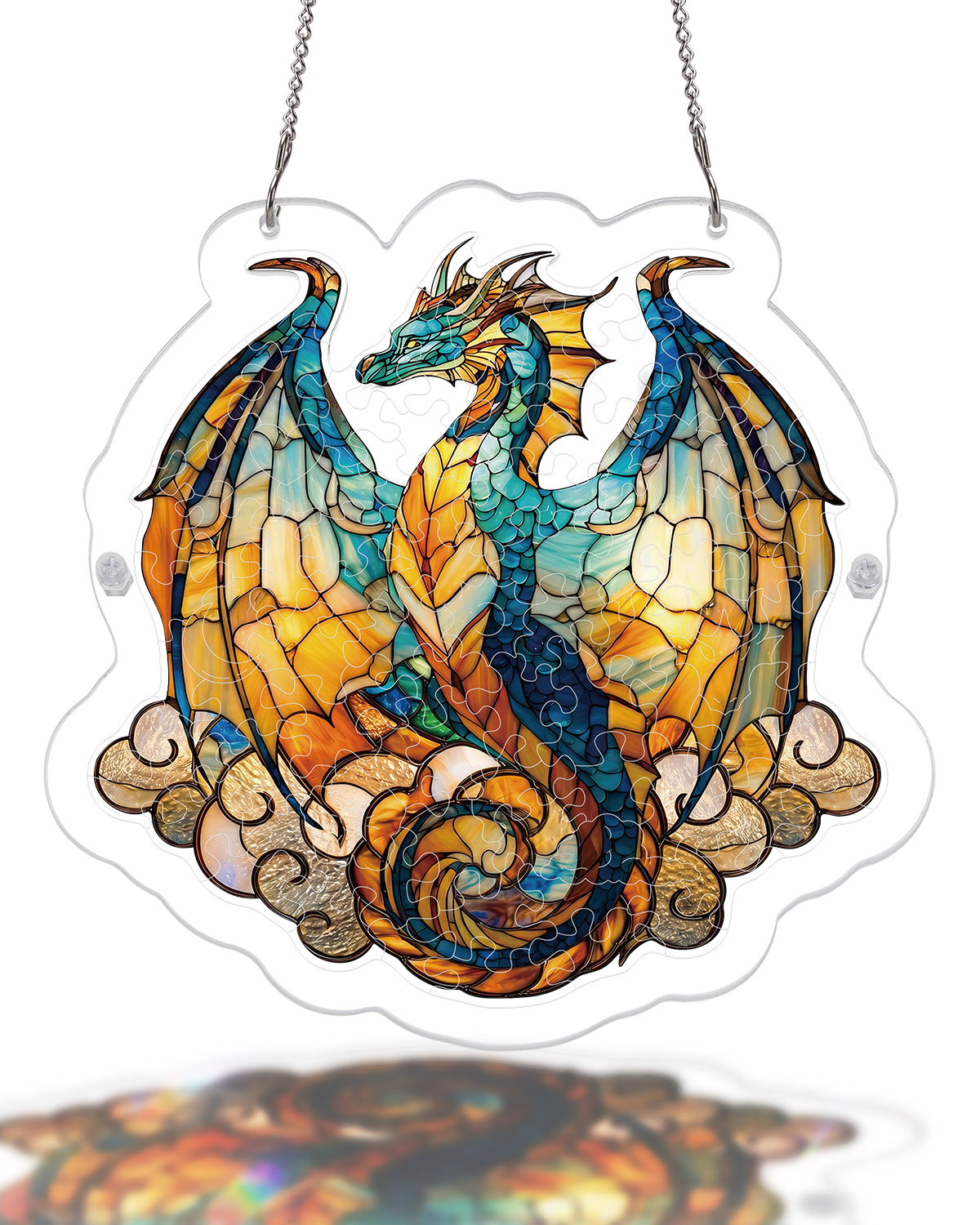 Acrylic Jigsaw Puzzle Suncatcher - Oceanfire Dragon