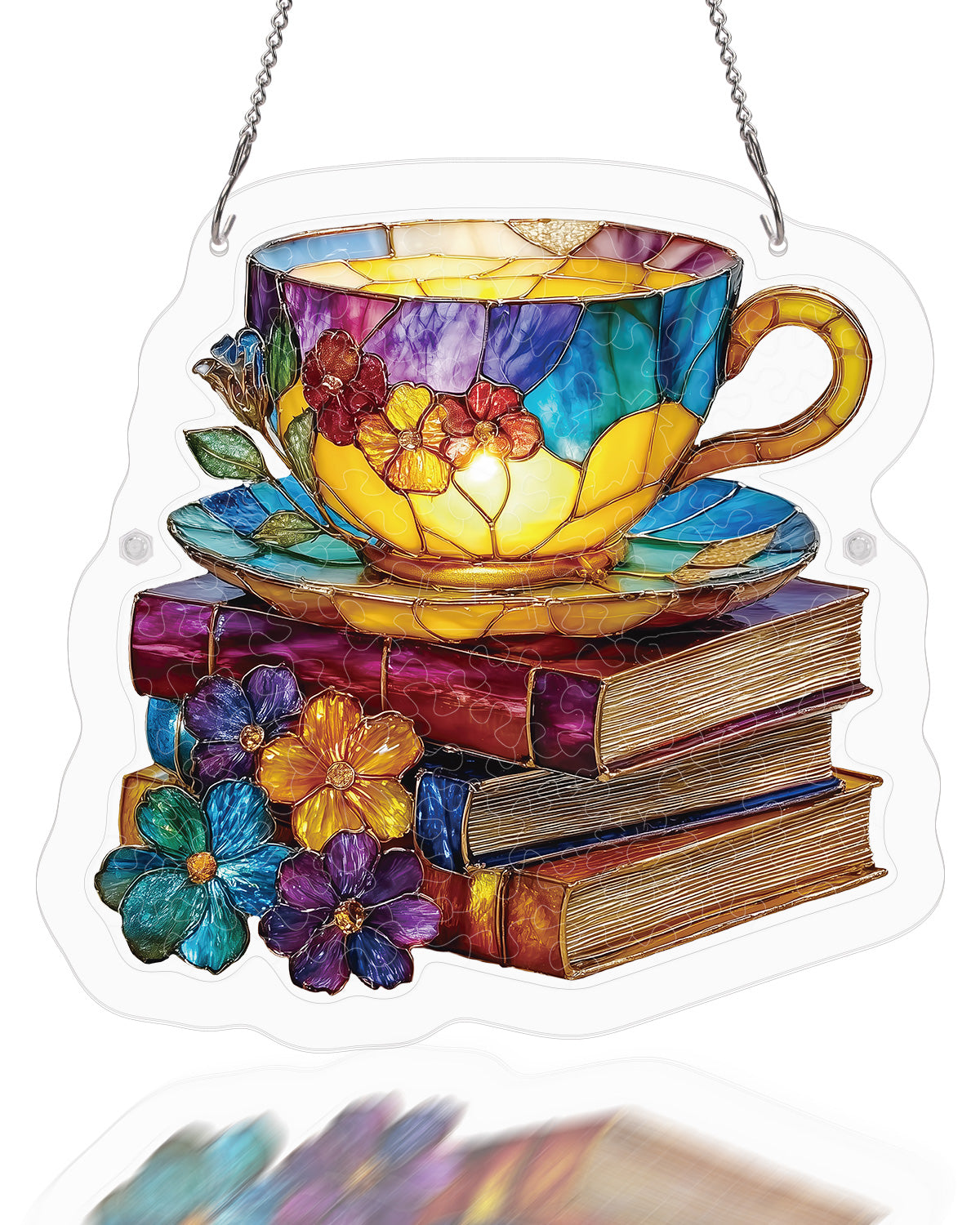 Acrylic Jigsaw Puzzle Suncatcher - Radiant Bloom Teacup