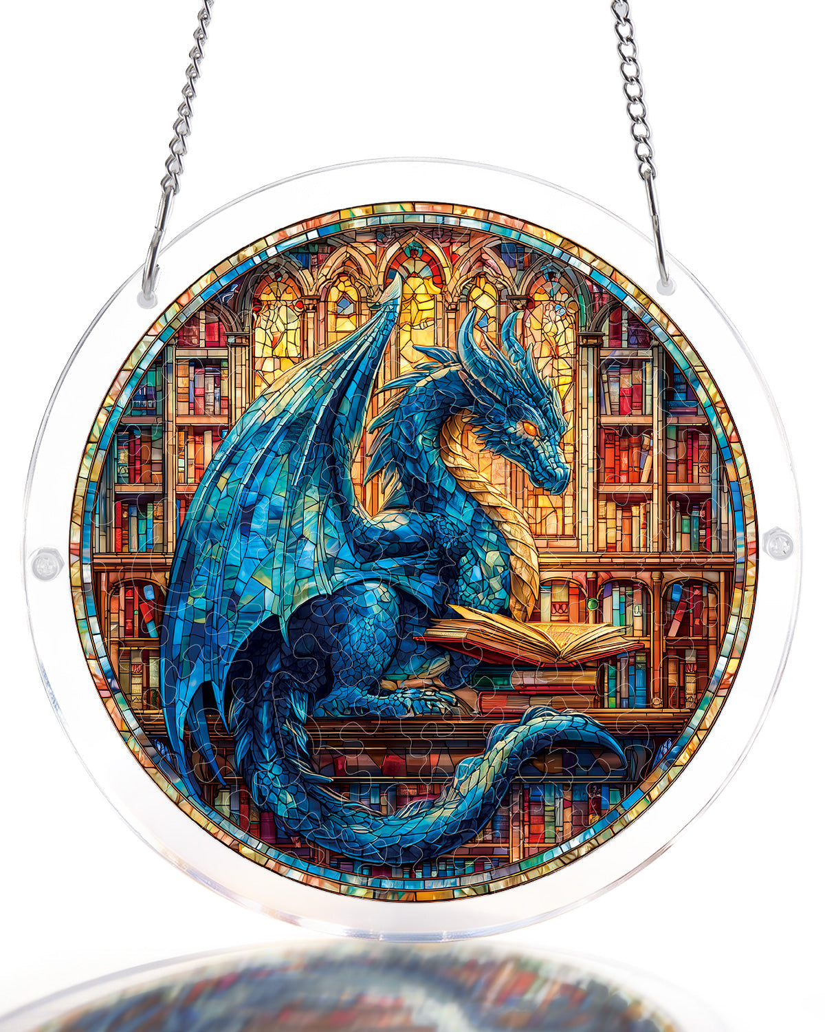 The Blue Dragon Library Light Suncatcher-Acrylic Window Art