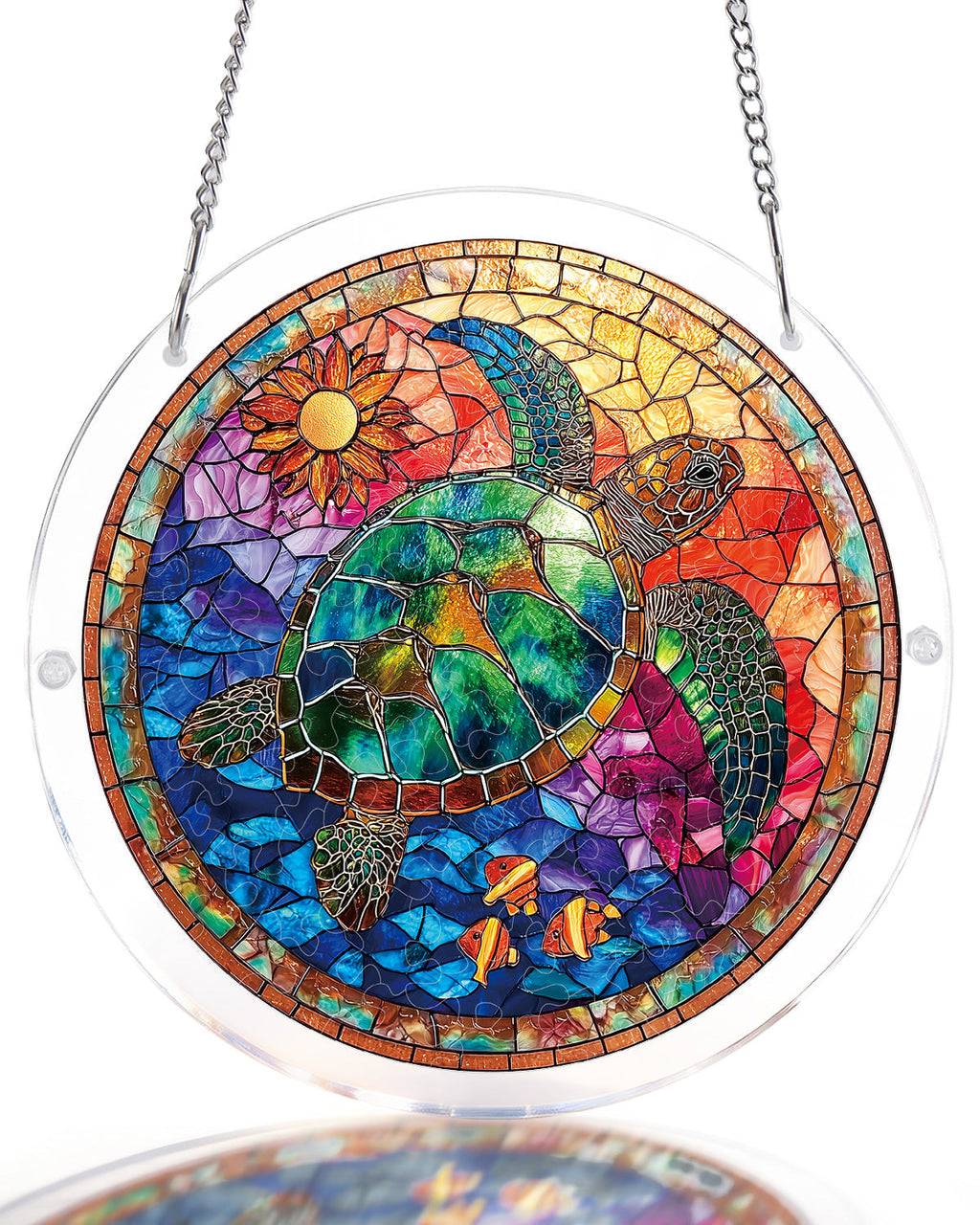 Stained Glass Sea Turtle Light Suncatcher-Acrylic Window Art