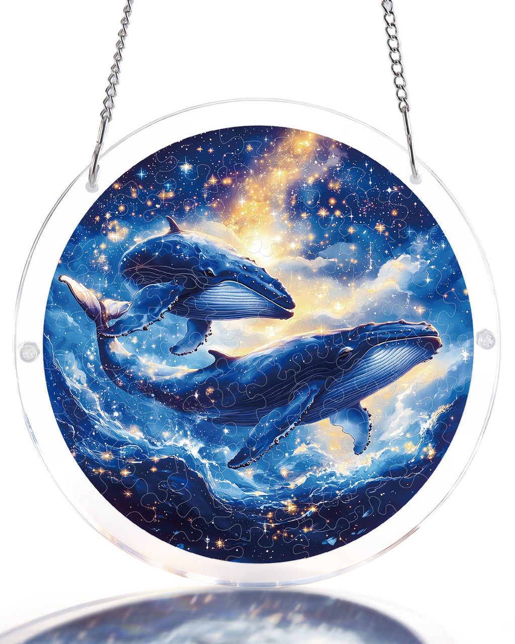 Twin Whales of the Cosmos Light Suncatcher-Acrylic Window Art