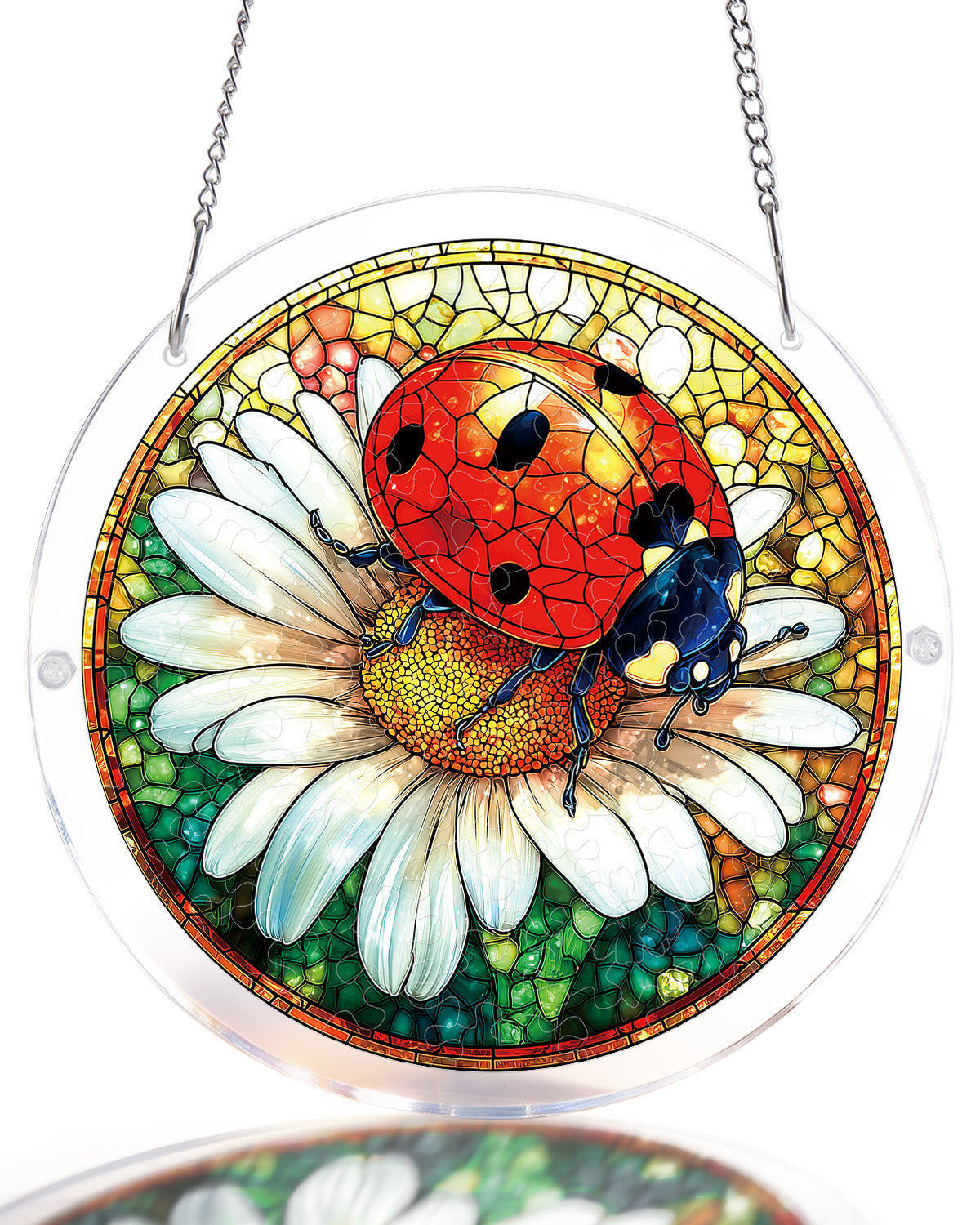 Ladybug on Daisy Light Suncatcher-Acrylic Window Art