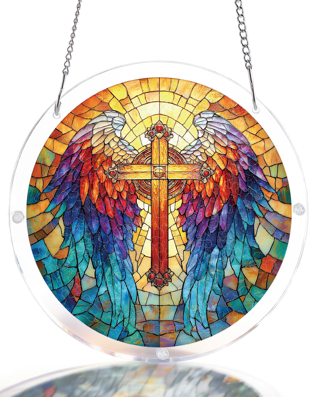 Rainbow Angel Cross Light Suncatcher-Acrylic Window Art