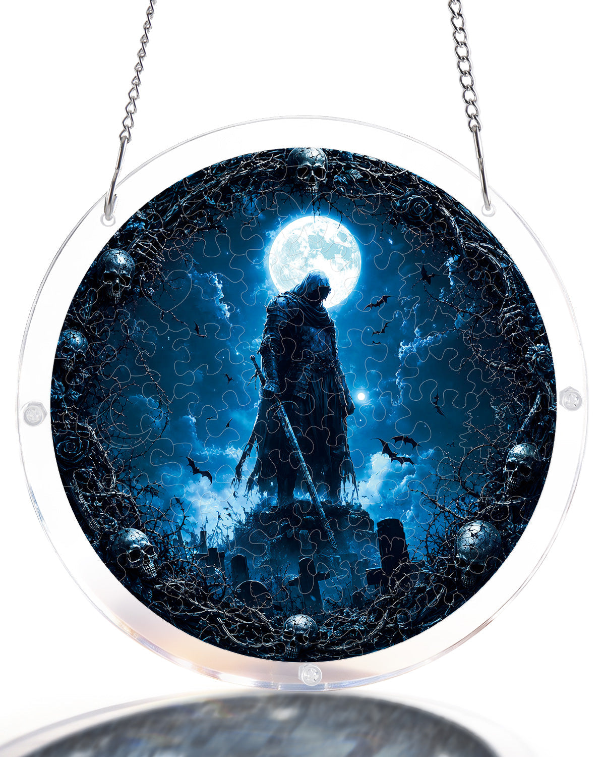 Moonlit Guardian Light Suncatcher-Acrylic Window Art
