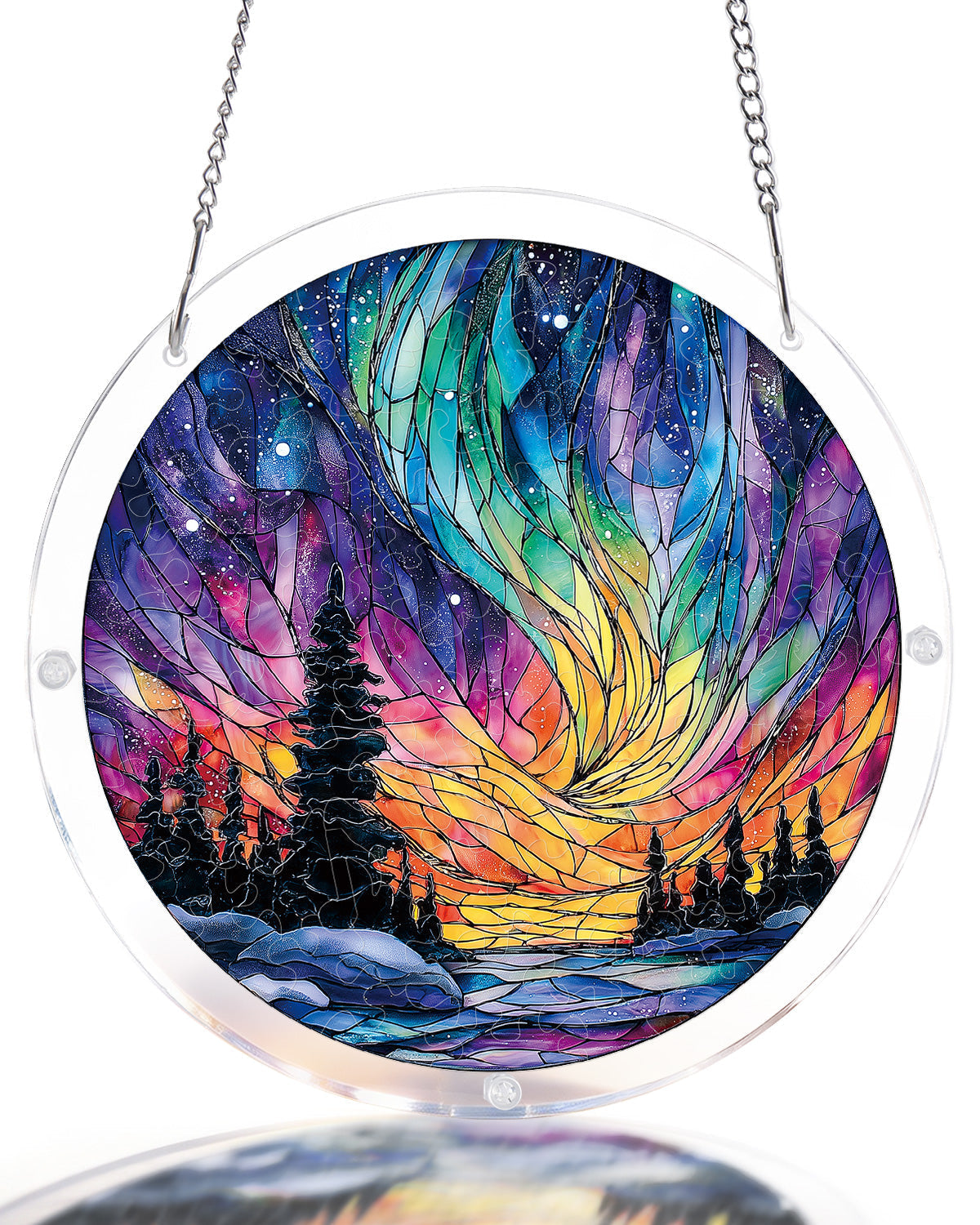 Snowy Aurora Night Light Suncatcher-Acrylic Window Art