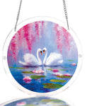Swans in Blossom Lake Light Suncatcher-Acrylic Window Art