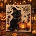 3D Halloween-Themed DIY Diamond Painting – Witch and Black Cat