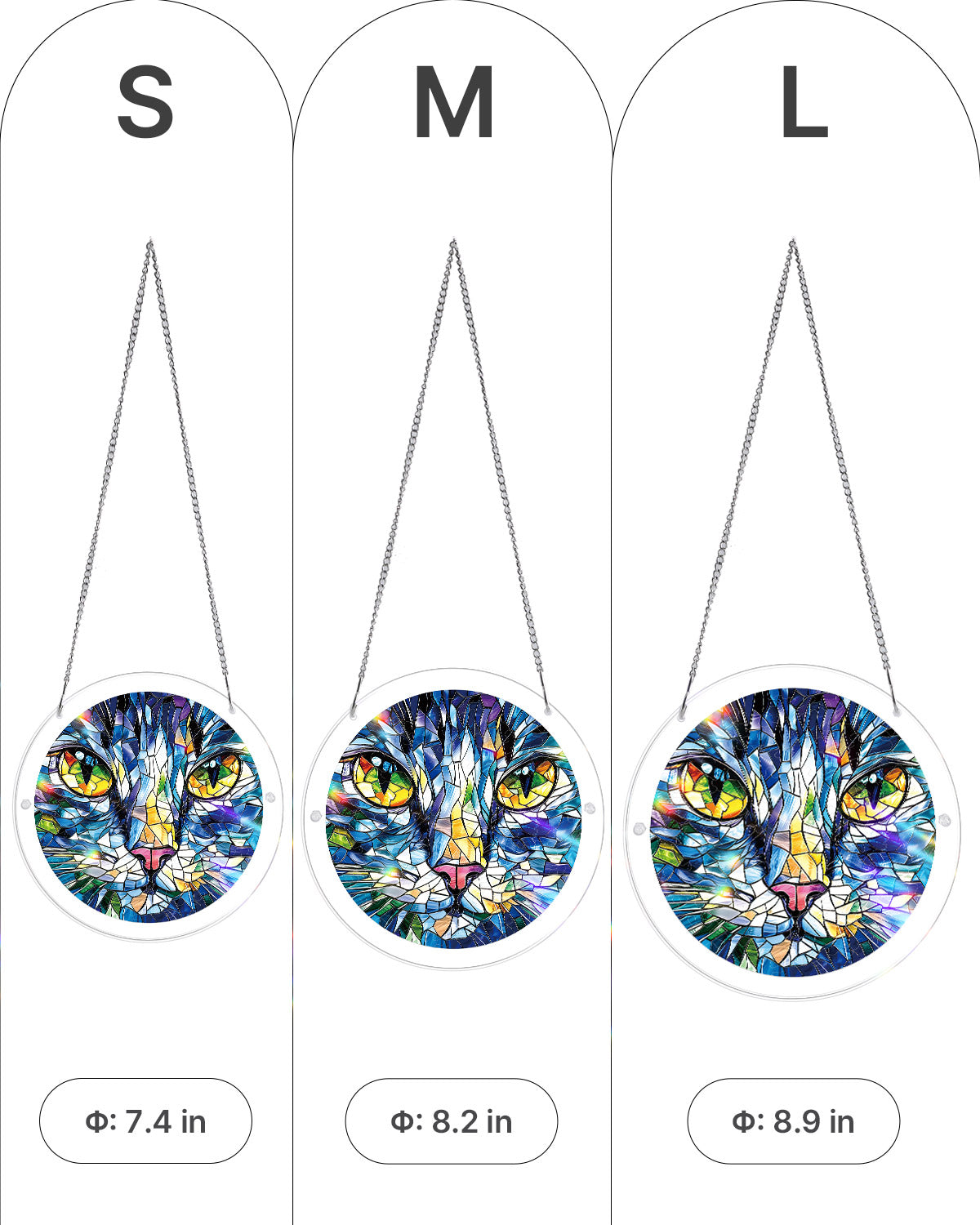 Mosaic Cat Light Suncatcher-Acrylic Window Art