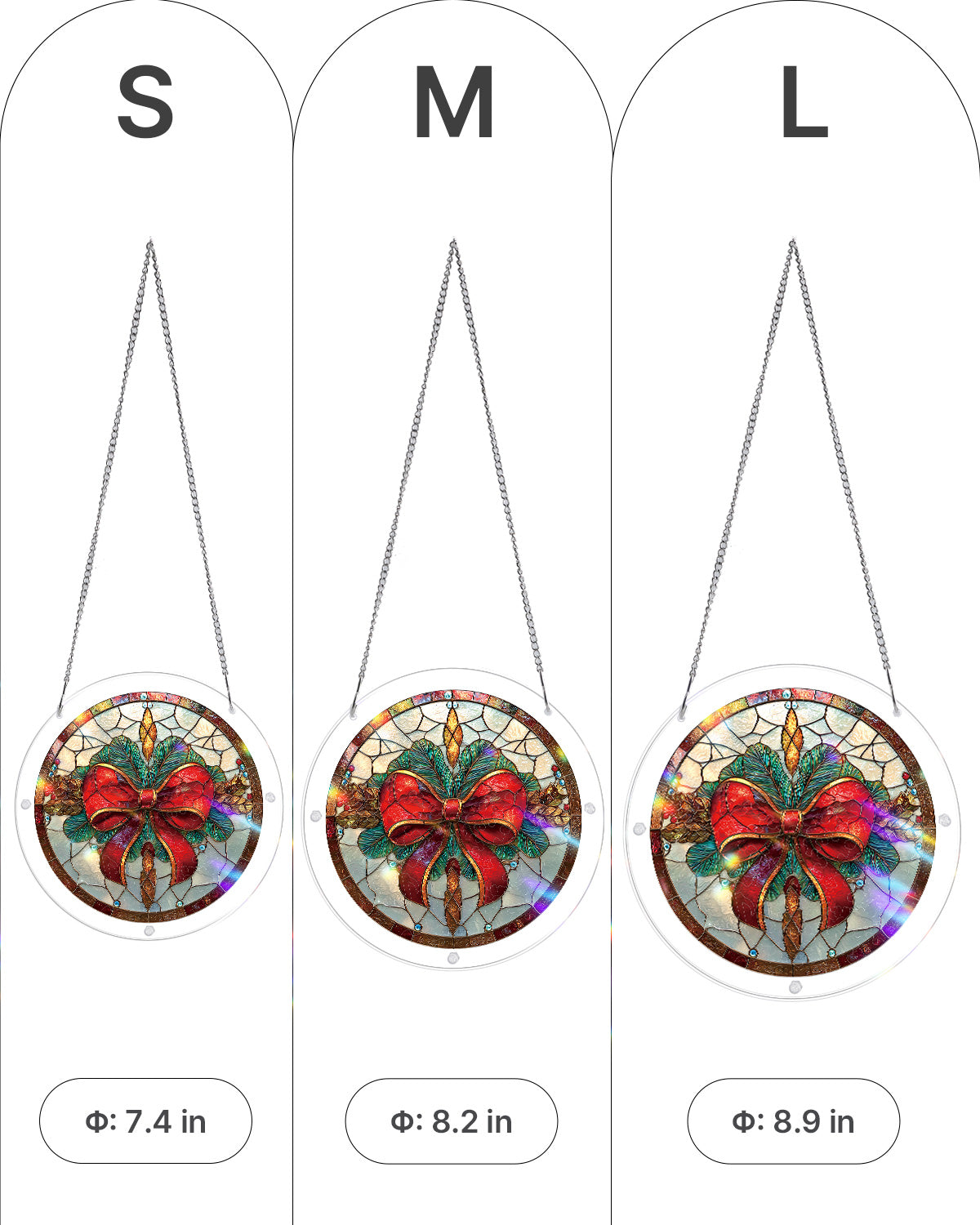 Christmas Bow Light Suncatcher-Acrylic Window Art