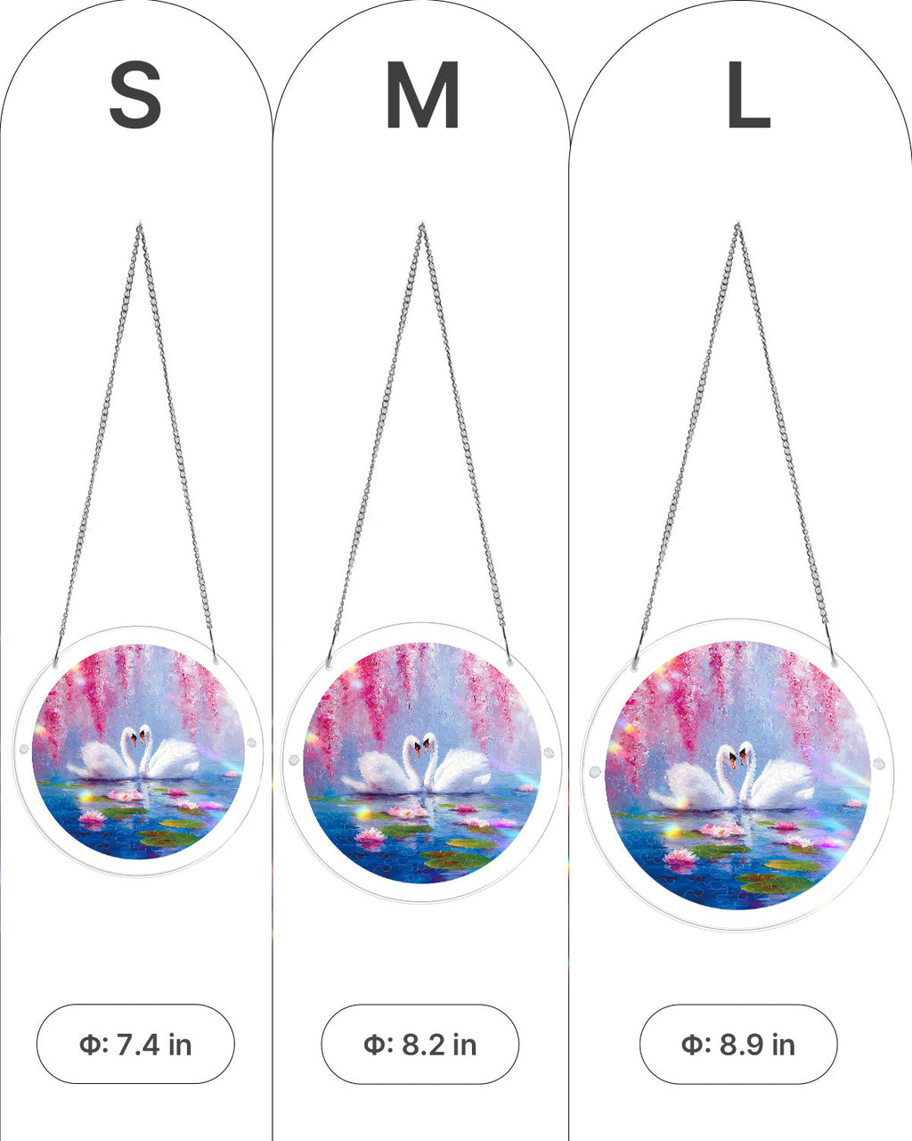 Swans in Blossom Lake Light Suncatcher-Acrylic Window Art