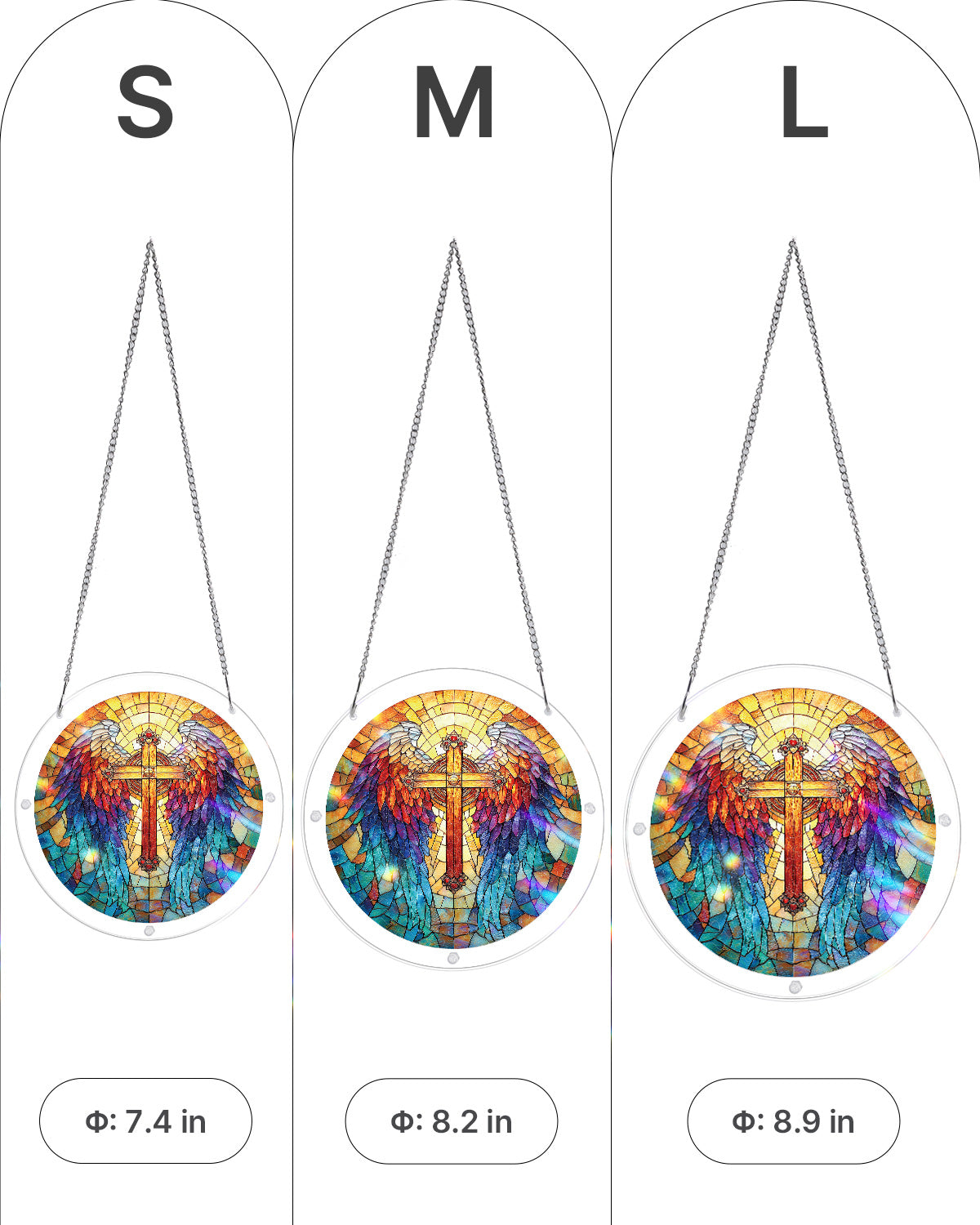 Rainbow Angel Cross Light Suncatcher-Acrylic Window Art
