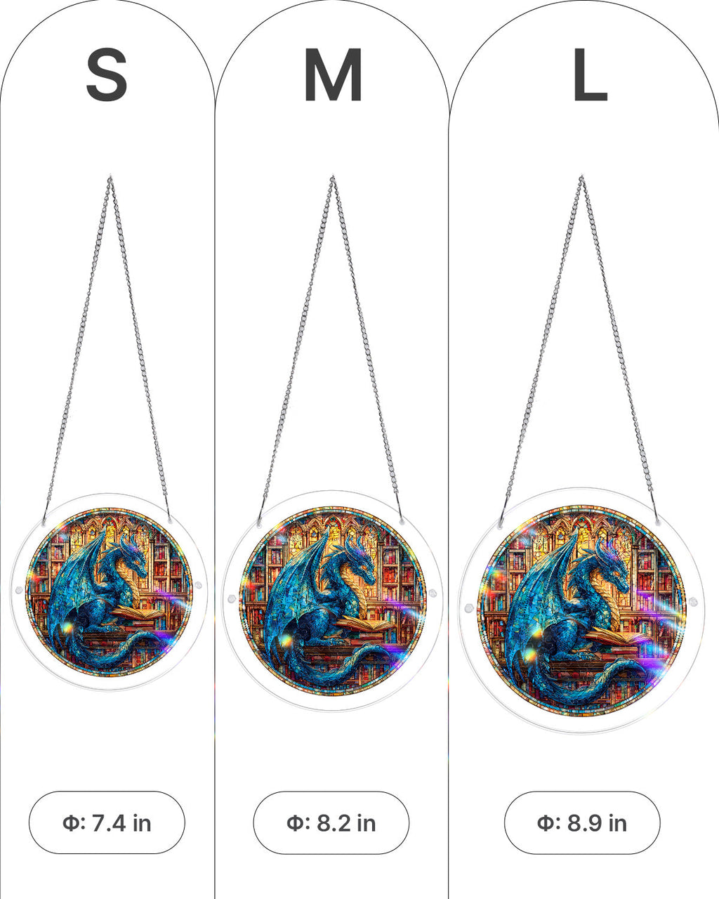 The Blue Dragon Library Light Suncatcher-Acrylic Window Art