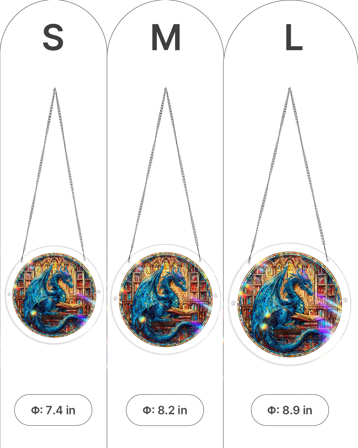 The Blue Dragon Library Light Suncatcher-Acrylic Window Art
