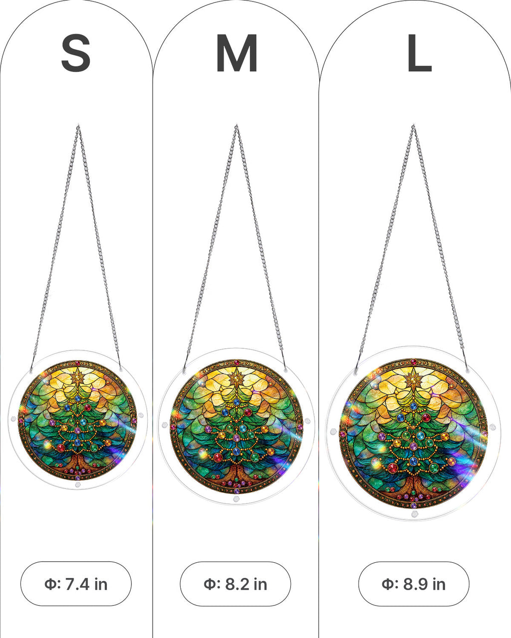 Jeweled Christmas Tree Light Suncatcher-Acrylic Window Art