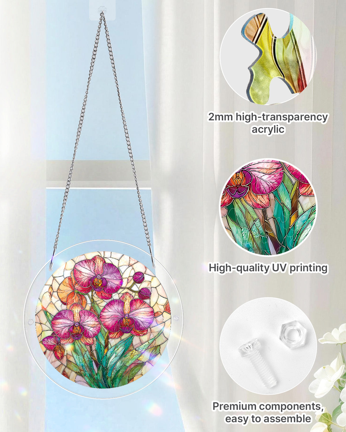 Dreamy Orchids Light Suncatcher-Acrylic Window Art