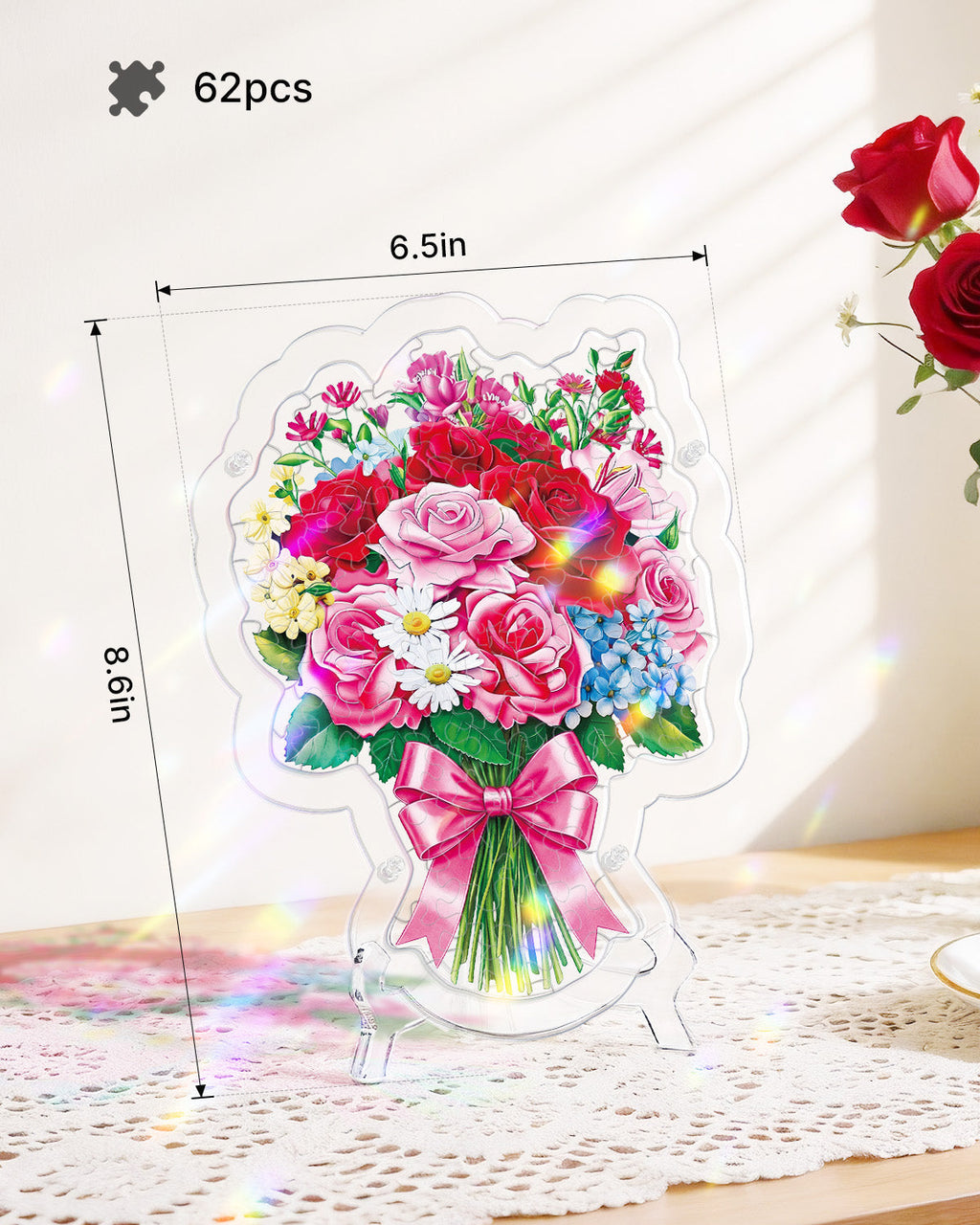 Acrylic Tabletop Suncatcher - Romantic Flower Bouquet