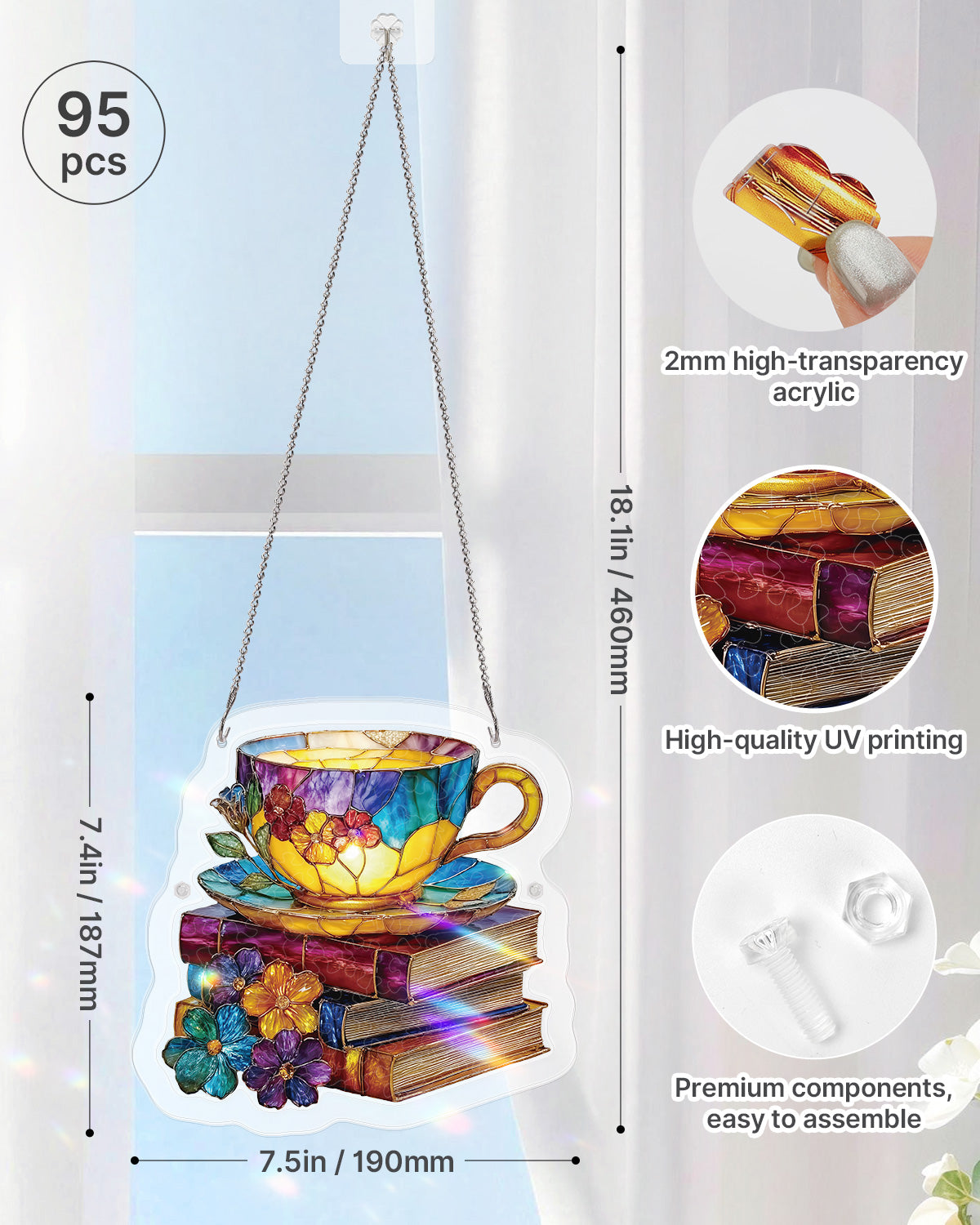 Acrylic Jigsaw Puzzle Suncatcher - Radiant Bloom Teacup