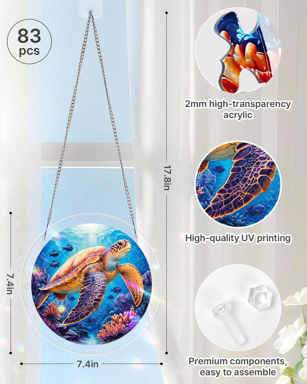 Acrylic Jigsaw Puzzle Suncatcher - Starsea Turtle