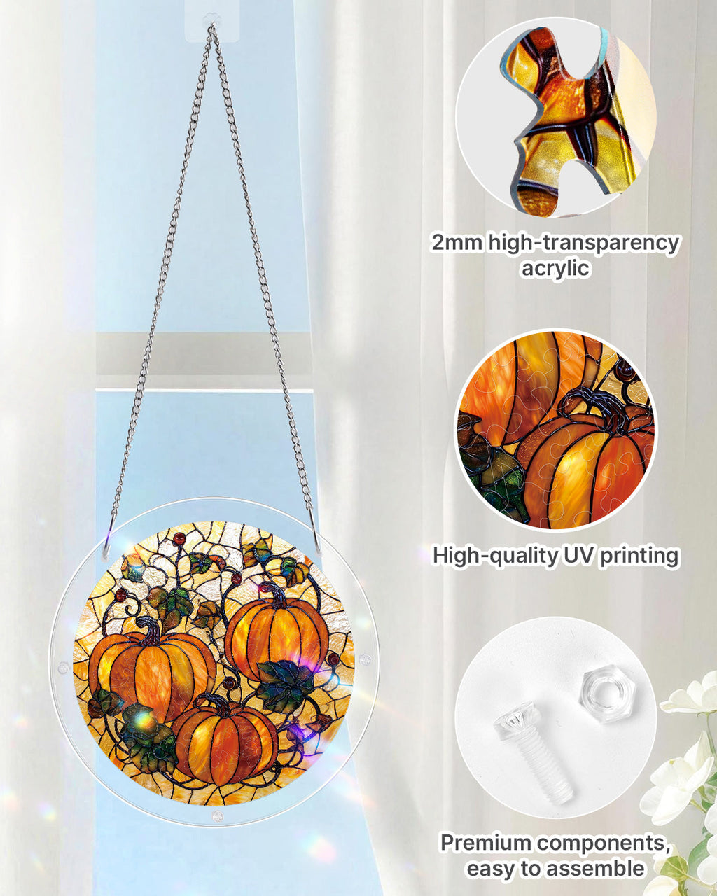 Harvest Pumpkin Light Suncatcher-Acrylic Window Art